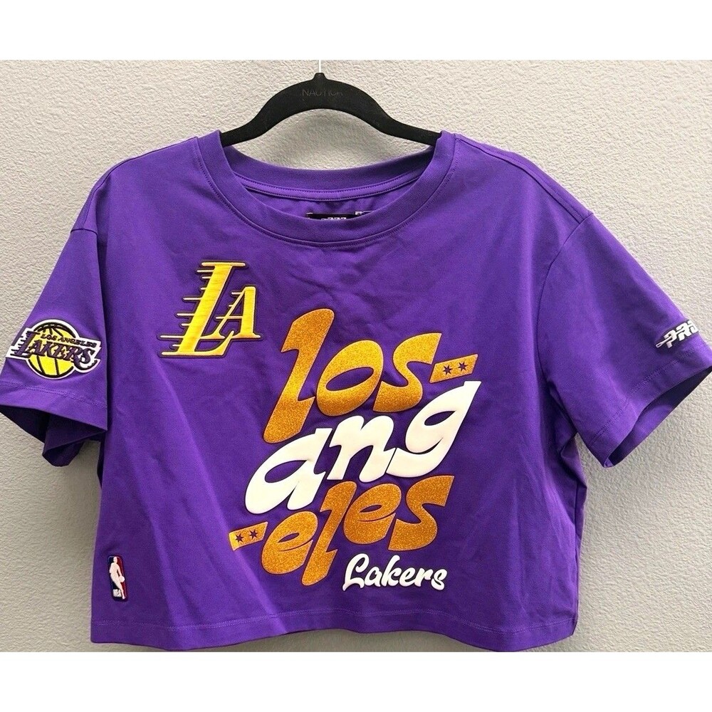 Pro Standard Los Angeles Lakers Women's Purple Wordplay Boxy Cropped T-Shirt M